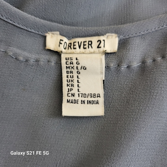 Forever 21 Blue Gray Sequined Sleeveless Fringe Top Large - Picture 5 of 5